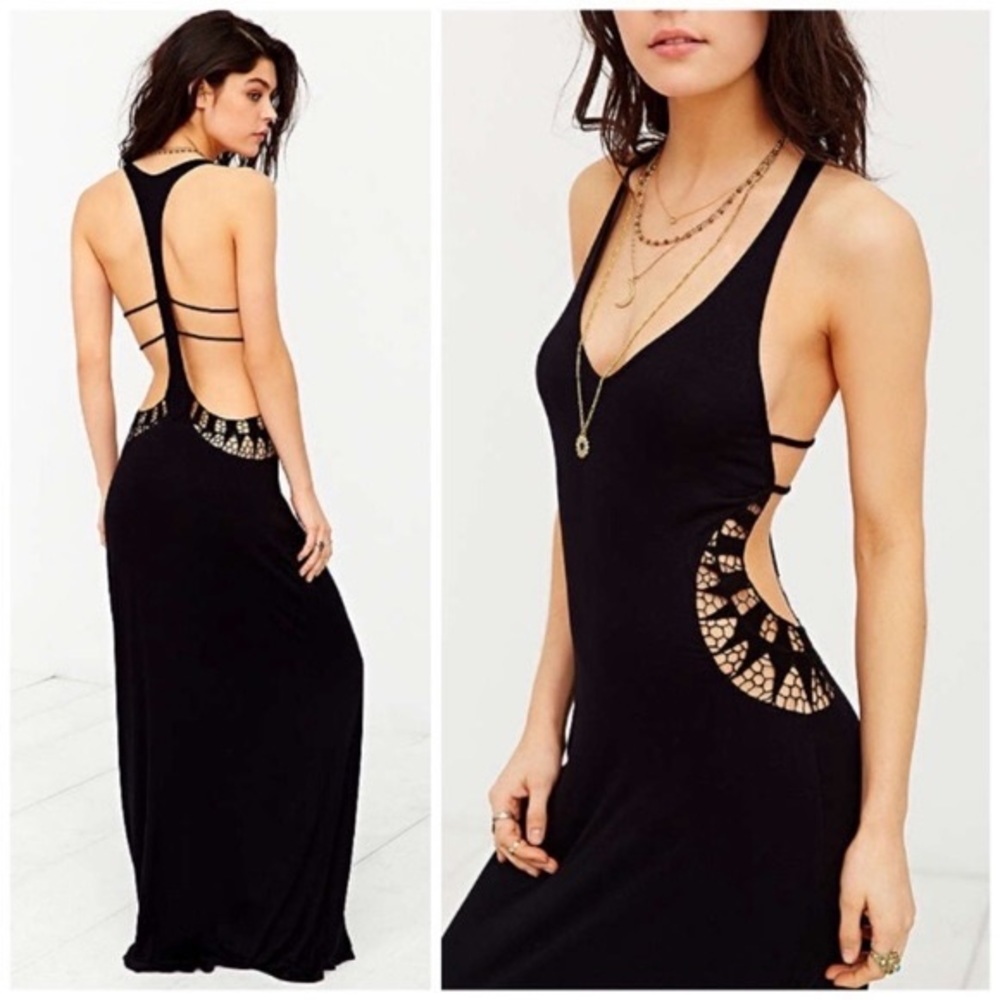 UO Out from Under Crochet Cutout Terracotta Maxi